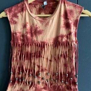 Tie Dye Cut Off w/ Fringe